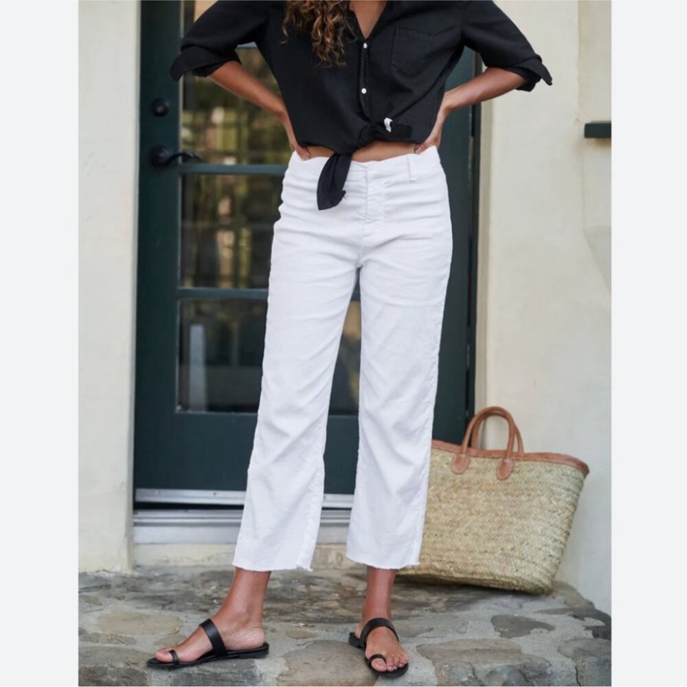 FRANK & EILEEN Kinsale The Italian Crop Pants in White Size 10